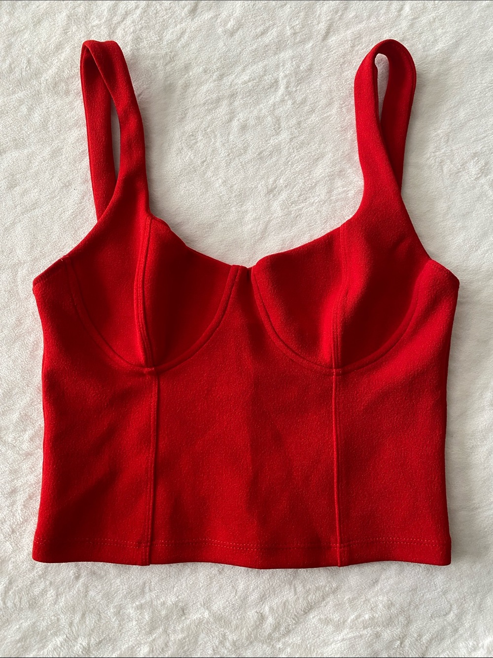 Zara Red Cropped Bustier Top